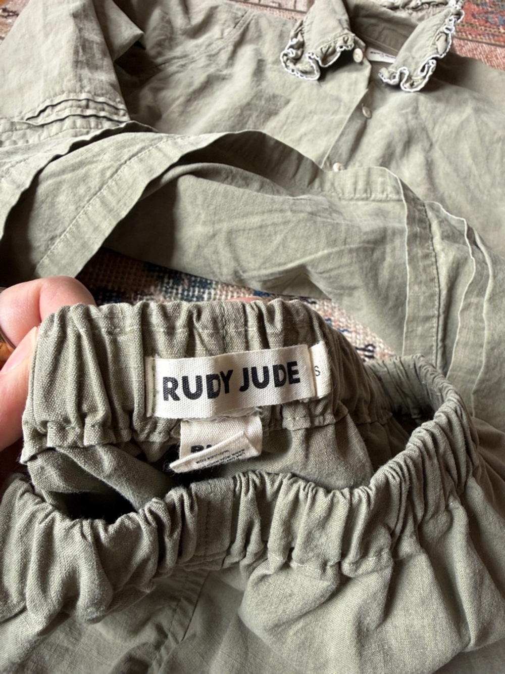 Rudy Jude pillowcase lace set pant and top Green Ruffle Two-Piece Set